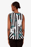 Marni Black/White Cotton Striped Floral Sleeveless Top Size 42