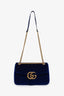 Gucci Blue Velvet GG Large Marmont Shoulder Bag