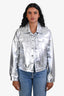 Frame Metallic Silver Denim 'Le Vintage' Jacket Size S