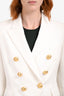 Balmain White Wool Double Breasted Blazer Size 38