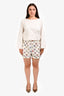 Christian Dior White/Multicolour Silk Zodiac Pixel Print Shorts Size 10