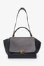 Celine Black/Taupe Leather Suede Medium Trapeze Top Handle Bag with Strap