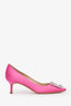 Manolo Blahnik Pink Lace Satin Hangisi Pumps Size 36.5