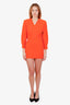 Saint Laurent Orange Wool V-Neck Long Sleeve Mini Dress Size 34