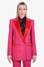Hebe Studio Pink and Red Satin Blazer Size 42