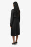 Loro Piana Black Virgin Wool Pleated Long Sleeve Midi Dress Size 42
