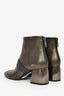 Brunello Cucinelli Grey Leather Metallic Beaded Ankle Boots Size 36