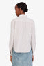 Saint Laurent White Striped Logo Embroidered Cassandre Button Down Shirt Size 36