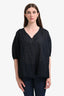 6397 Black/Green Cotton Plaid Sheer Long Sleeve Top Size M