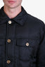 Versace Black Buttoned Light Down Puffer Jacket Size 50 Men's