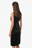 Versace Black Satin Plunge V-Neckline Medusa Detail Dress Size 38