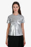 Gucci Grey/Silver Metallic GG Short Sleeve Shirt Size S
