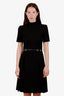 Gucci Black Horsebit Accent Knee Length Dress Size S