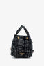 Prada Black Tweed Tela Tote With Pins