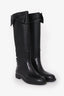 Valentino Black Leather Bow Rubber Boots Size 40