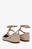 Valentino Beige Patent Leather Rockstud Caged Flats Size 37