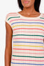 Pre-loved Chanel™ White/Multicolour Striped Sleeveless Maxi Dress Size 42