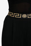 Versace Black Sheer Crepe Pleated Greca Border Waistband Maxi Skirt Size 40