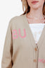 Burberry Beige/Pink Cotton Wool Blend Embroidered Oversized Cardigan Size XS