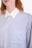 Celine White/Blue Pinstripe Silk Button Down Shirt Size 34