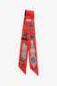 Hermès Red Silk Belt Graphic Twilly