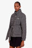 Maje Black/White Tweed Belted Puffer Jacket Size 40