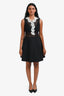 Sandro Black/White Lace Top Sleeveless Midi Dress Size 1