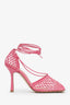Bottega Veneta Pink Stretch Lace Up Net Heels Size 39