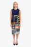 Dries Van Noten Blue/Multicolour Sleeveless Midi Dress Size 38