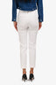 Brunello Cucinelli White Cotton Tapered Monili Detail Trousers Size 2