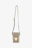 Gucci White Leather GG Supreme Trim Mini Horsebit 1955 Crossbody Bag