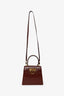 Salvatore Ferragamo Vintage Brown Box Leather Gancini Iconic Top Handle with Strap