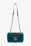 Gucci Teal Velvet GG Marmont Shoulder Bag