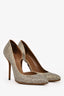 Gucci Brown Suede Silver Crystal Embellished Heels Size 38