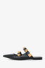 Valentino Black Leather Roman Stud Flat Mules Size 37.5