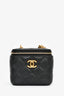 Pre-loved Chanel™ 2022 Black Caviar Mini Vanity On Chain - Heart Crush
