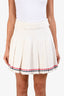 Thom Browne White Cotton Pleated Raw Hem Mini Skirt Size 38