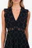 Sandro Navy Lace Embellished V-Neck Sleeveless Mini Dress Size 34