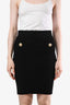 Balmain Black Button Details Mini Skirt Size 40