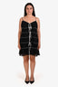 Mirror Palais Black/White Silk Ruffle Tunnel Gown Shell Mini Dress Size XXL