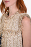 St. John Gold/White Wool Fringe Trim Detail Vest Size 6