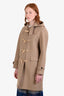 Saint Laurent Beige Wool Wood Horn Duffle Jacket Size 42