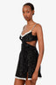Shushu Tong Black Sequin Lace Trimmed Mini Dress Size 8