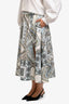 Etro Light Blue Printed Cotton Midi Skirt Size 42