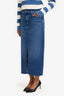 Mother Blue Denim The Reverse Pencil Pusher Midi Skirt Size 28