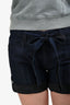 Prada 2012 Dark Blue Belted Denim Shorts Size 27