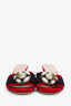 Gucci Red Velvet Pearl Bee Embellished Mules Size 35.5