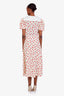 Miu Miu Cream/Red Printed Silk Maxi Dress Size 38