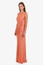 Elie Saab Coral Ruched Open Back Maxi Dress Size 42