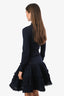Alaïa Navy Knit Tiered Crinoline Long Sleeve Mini Dress Size 38